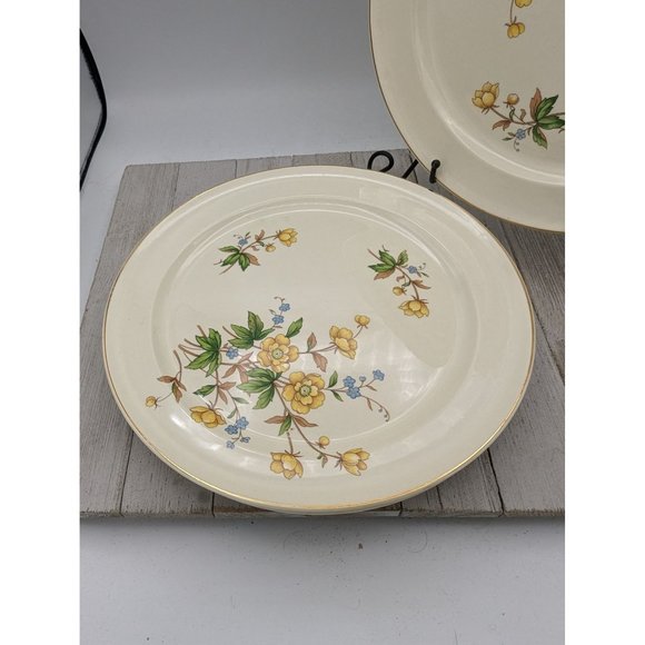 Vintage Set 4 Taylor Smith Taylor Dinner Plates 10" Yellow Buttercups TST237 - Picture 4 of 9